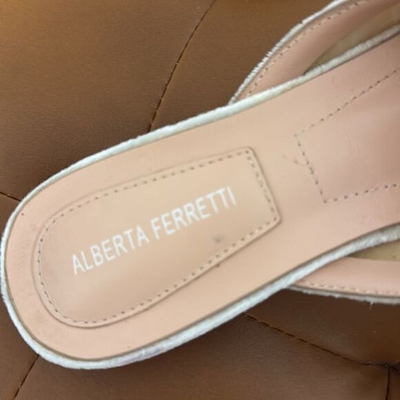 Alberta Ferretti Beige Velvet Flat Mules Embellished with Beads & Crystals. - Picture 6 of 10